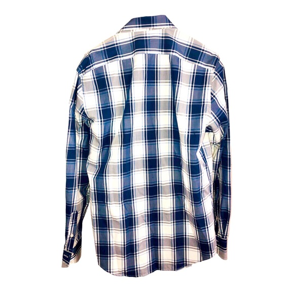 Thomas Dean collection blue striped classic contemporary button down shirt sz M - Picture 9 of 11